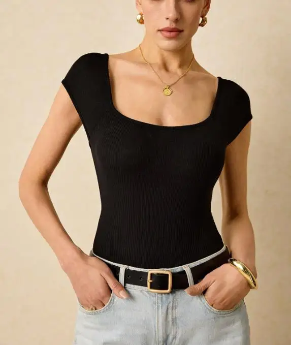 

Tailored Women's Jumpsuit Summer New French Hepburn Style Elegant Temperament Square Collar Waist Cinched Short Sleeved Jumpsuit