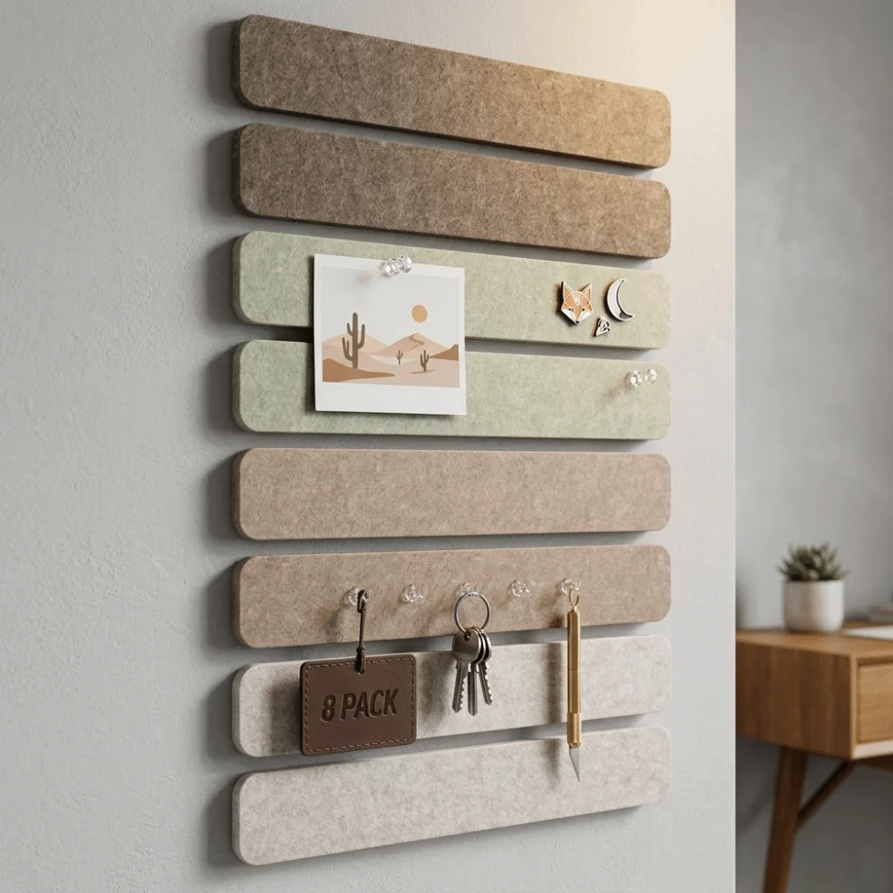 8PCS Polyester Fiber Felt Strip Adhesive Tabs Included Decorative Bulletin Board Strip Practical Felt Bulletin Board