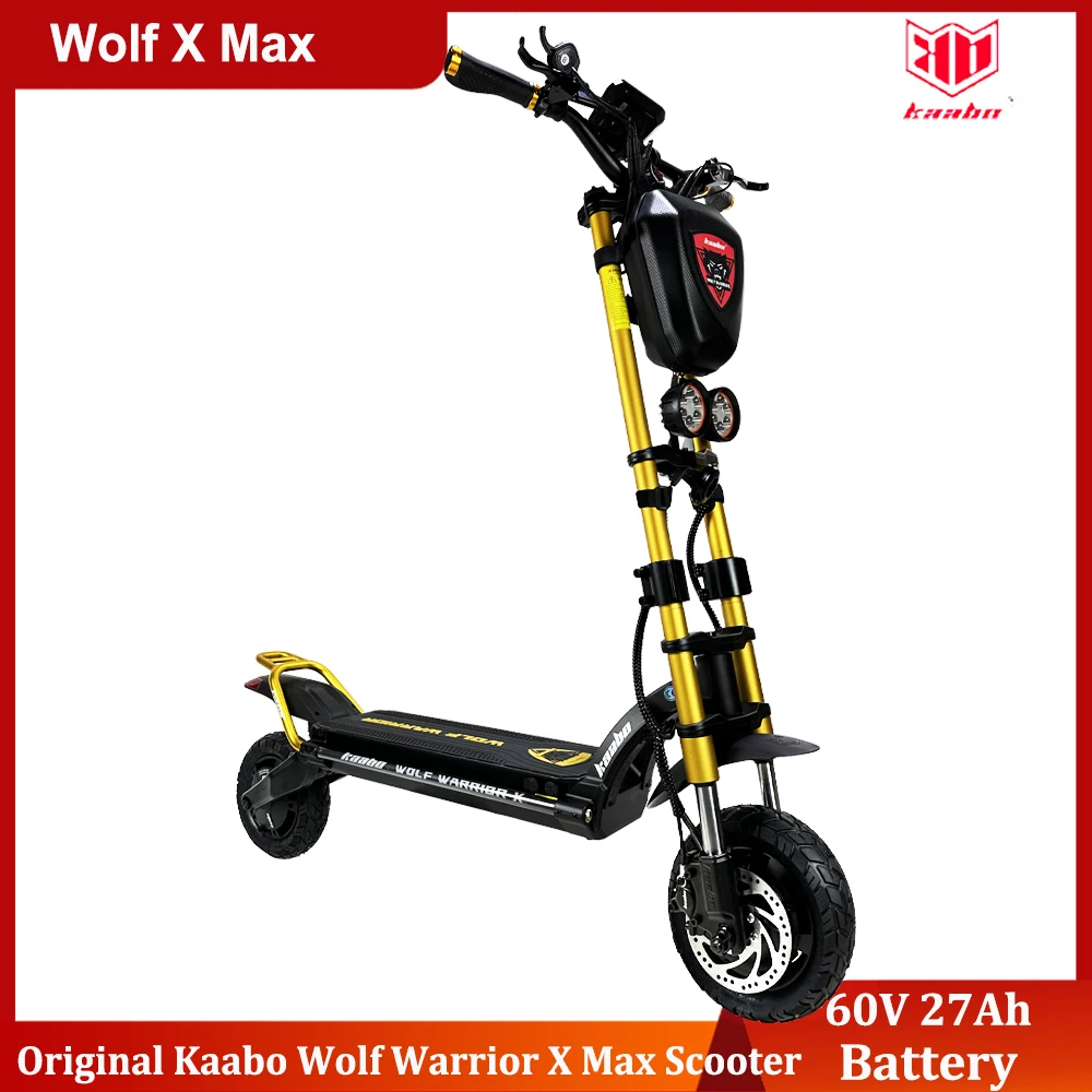

Kaabo Wolf X Max 60V 27Ah 2*1100W Dual Motor Top Speed 70km/h TFT Cental Display Hydraulic Brake Warrior X Max Electric Scooter