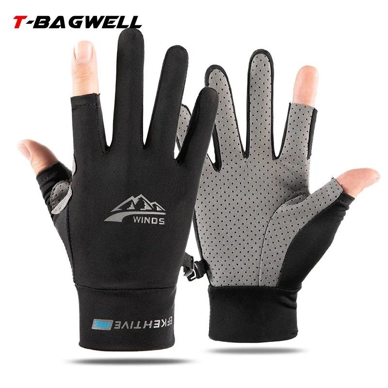 Fishing Gloves Wholesale Leaking Two Finger Sweat-Absorbent Quick-Drying Sun-Proof and Breathable Bicycle Riding Non-Slip Xinji