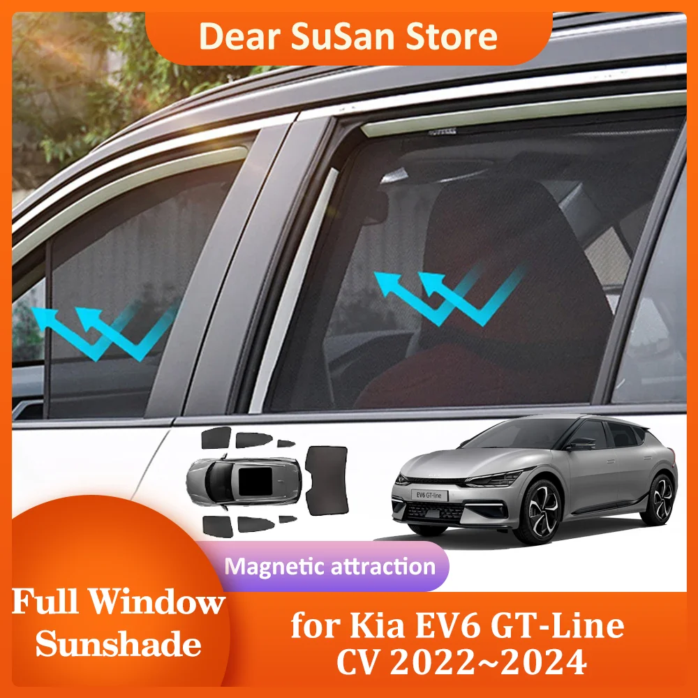 

Car Magnetic Sunshade for Kia EV6 GT-Line CV 2022~2024 Windshield Frame Curtain Mat Roof Window Sunroof Pad Cover Accessories