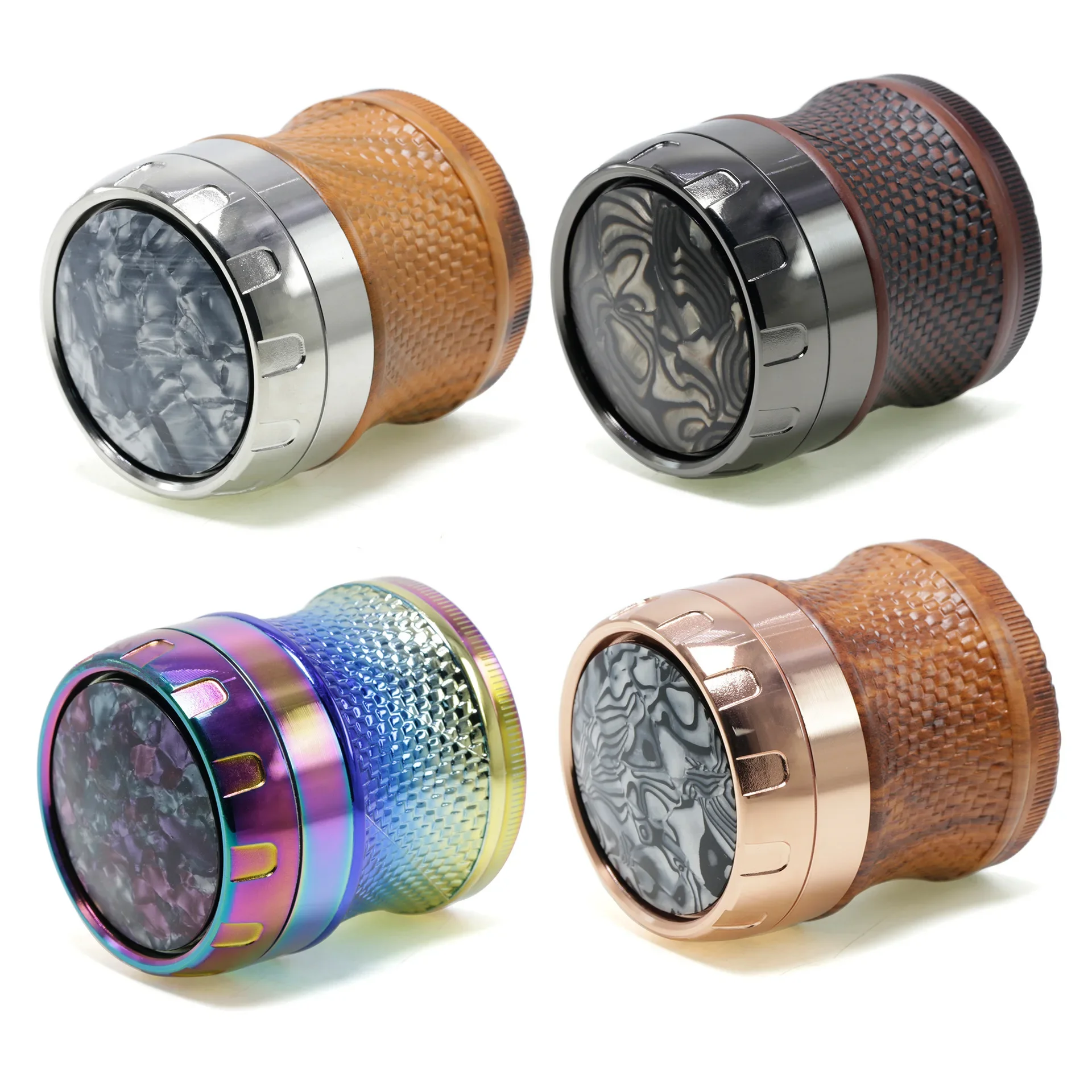 New Crusher Herb Grinder 4 Layer Mesh Drum Style Zinc Alloy 63mm Diameter Mills Tobacco Crucher Hierba