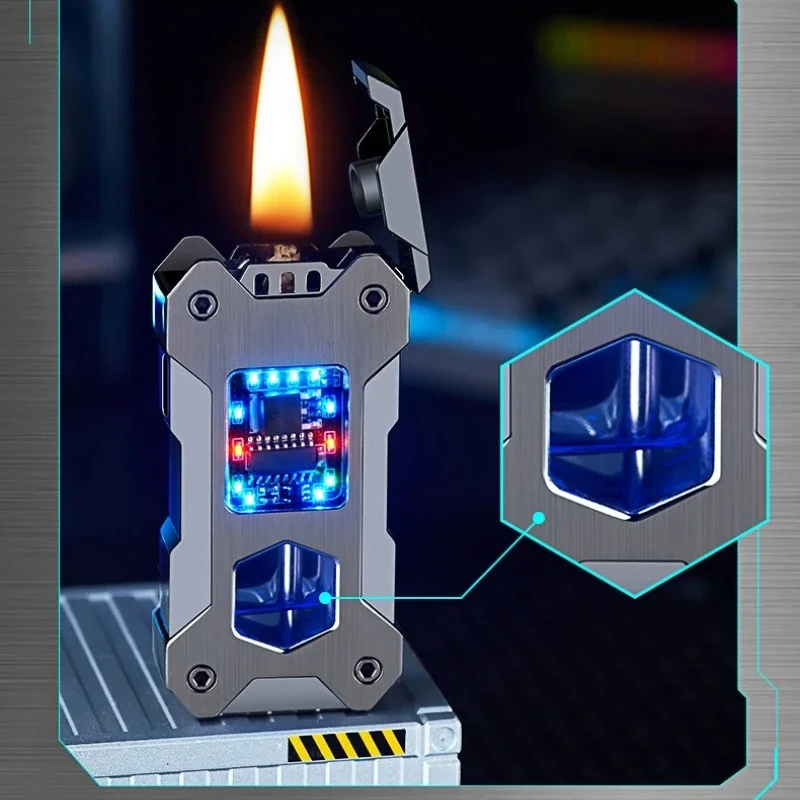 Gravity Sensing Point Oil Electric Dual-use Lighter Transparent High-end Gift Type-C Fast Charging