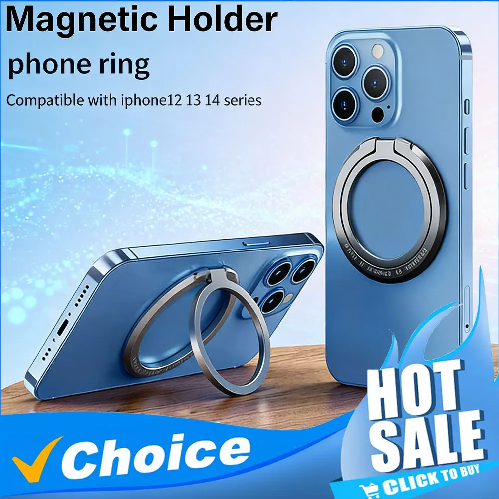 Magnetischer Handy-Ringhalter, Abnehmbarer Mobiltelefon-Griff und Ständer für iPhone MagSafe, Samsung, Xiaomi