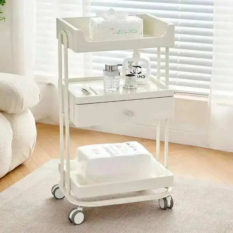 Modern Rolling Salon Trolley White Manicure Makeup Beauty Tool Cart Simplicity Aesthetic Carrito Con Ruedas Salon Furniture HD