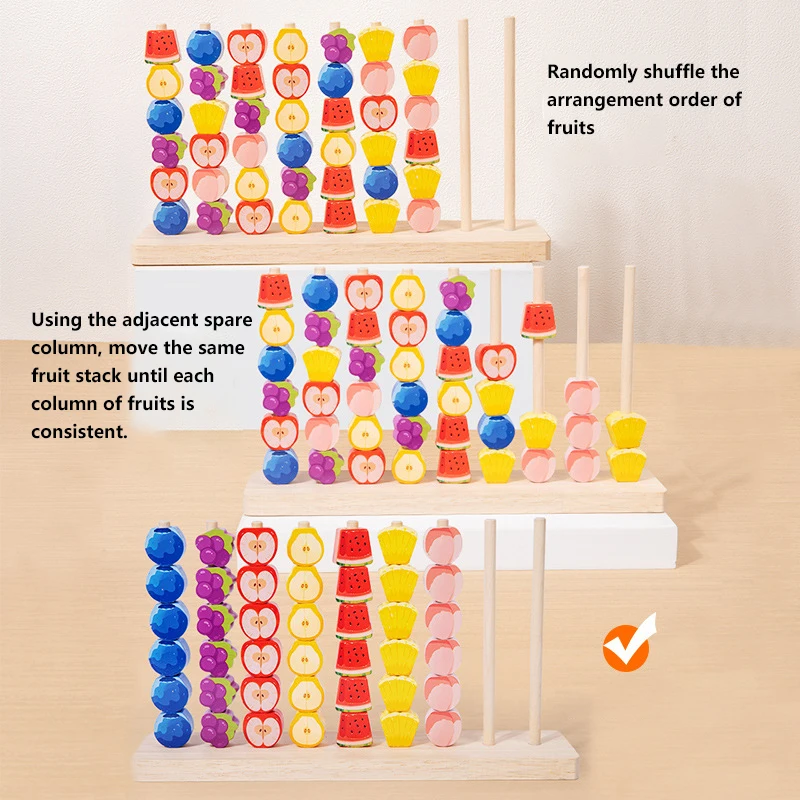 어린이 교육용 초기 학습 과일 모양 링 게임 색상 인식 퍼즐 블록 장난감 어린이 인지 발달용