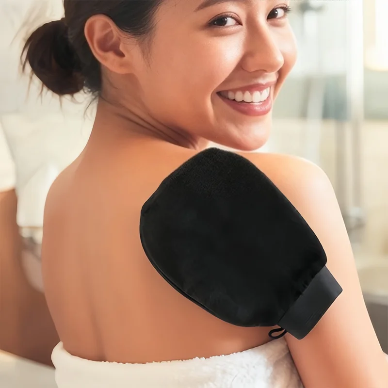 Easy to Clean Dual Side Exfoliating Glove - Silicone Body Scrubber Portable, Deep Cleansing & Dead Skin Removal (Bath Shower)