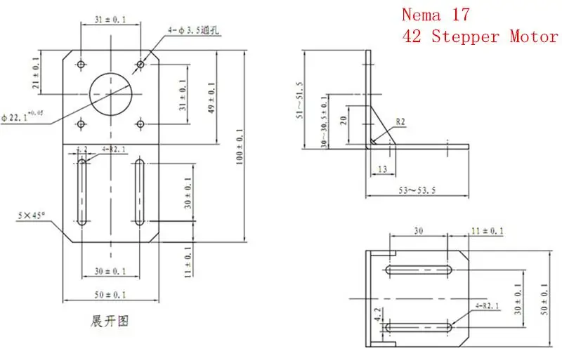 Supporti motore Base 42mm 57mm per Nema23 Nema17 Motore passo-passo Staffa metallica per parti di uso della macchina da taglio per incisione del router CNC fai da te