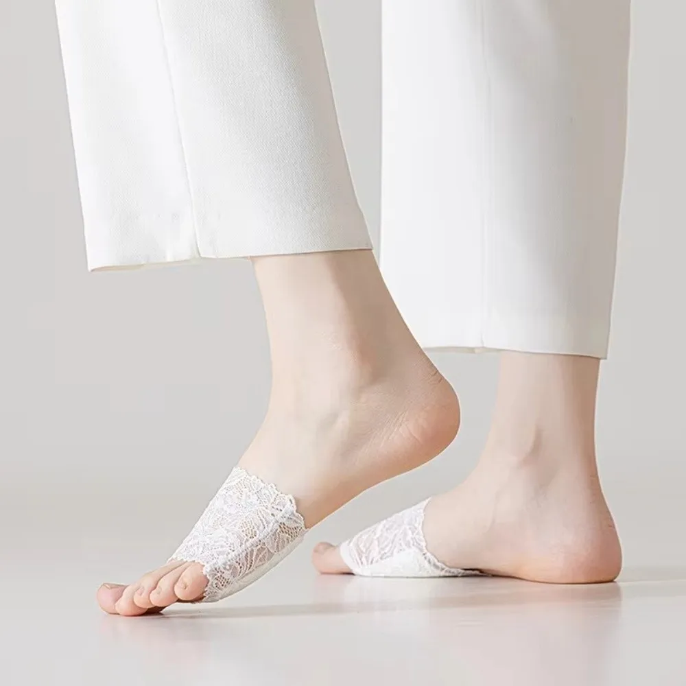 1 Pair Dancing Socks Anti-slip Forefoot Pads Lace Breathable Half Insoles Seamless Thin No Show Socks Women