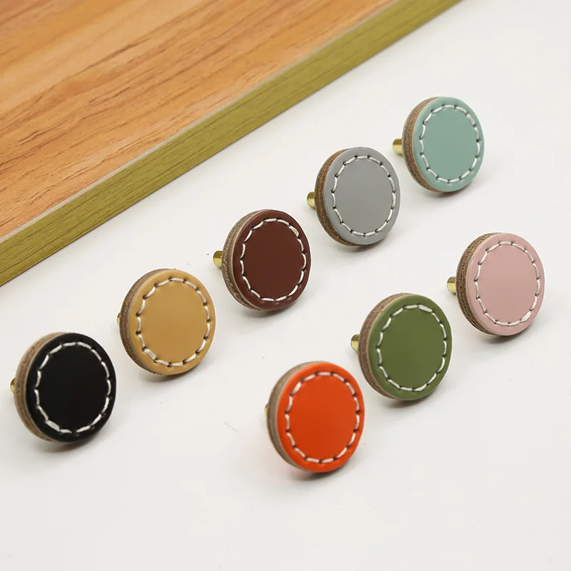 Nordic Leather Cabinet Handles Furniture Dresser Wardrobe Kitchen Knobs Drawer Door Pulls Knobs and Handles for Drawers Hardware