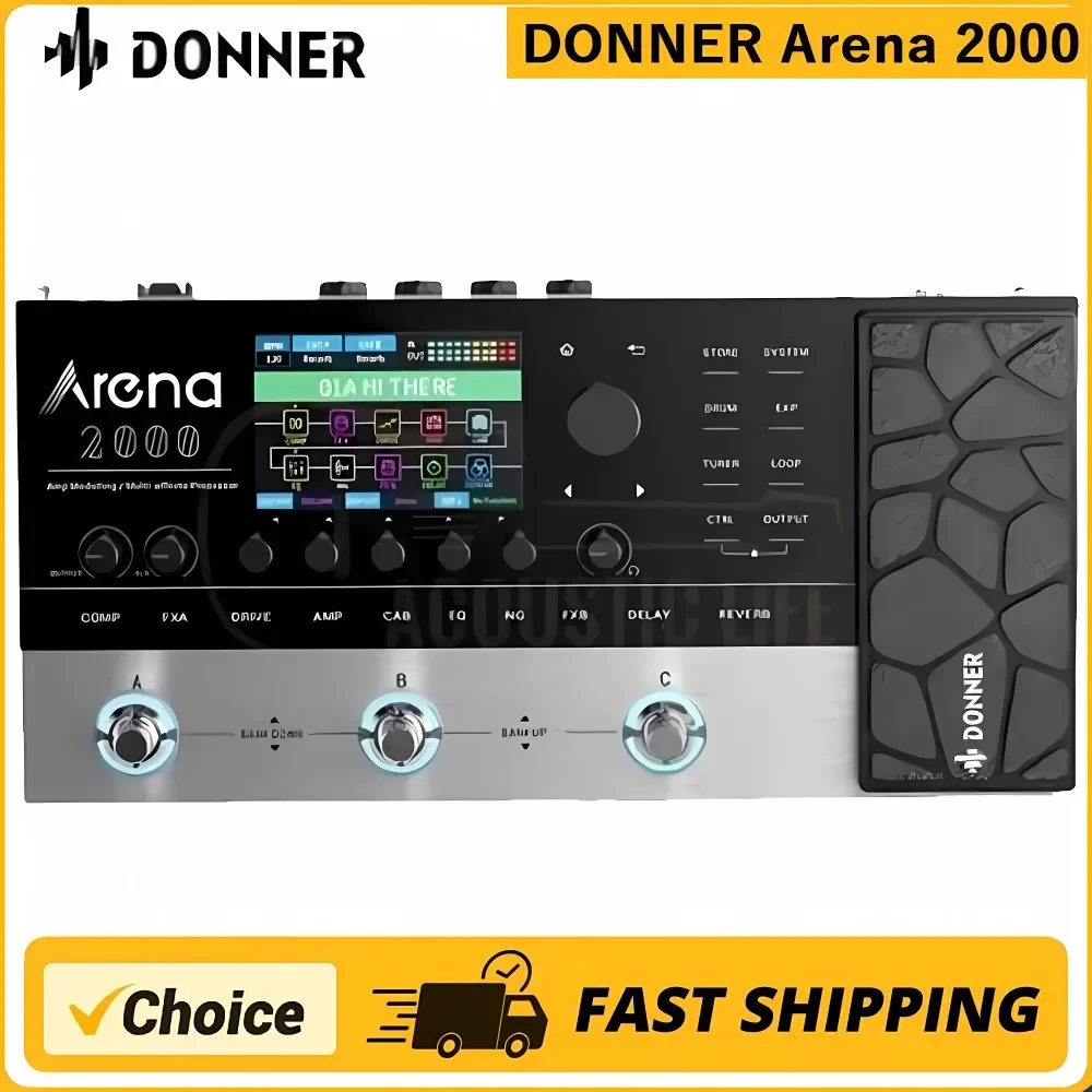 Donner Arena 2000 Multi-effect Pedal 278 Effects IR AMP Drum Looper MIDI In Effector with Softwear APP for Electric Guitar
