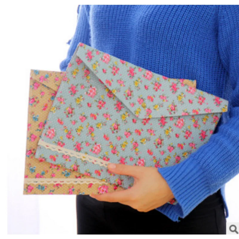 Vintage Dots Flower Face Series A4 Documents File Bag Files Folder Stationery Filing Production Folders