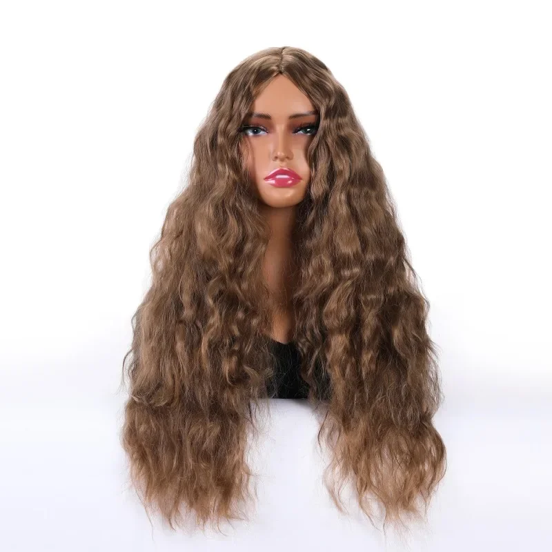 

Wig Cover Women's High Temperature Silk Fluffy Corn Permed Instant Noodles Roll Long Curly Hair Cover, European and American Wig