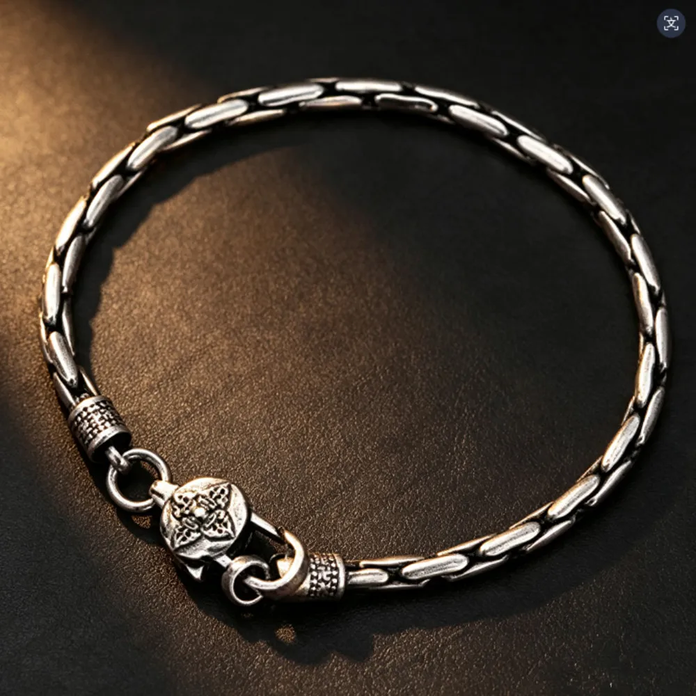 925 Sterling Silber Modische Elegante 4MM Schlangenkette Bambus-Kette Herren-Halskette, Personalisierter Trendiger Paar-Stil – Detail 6