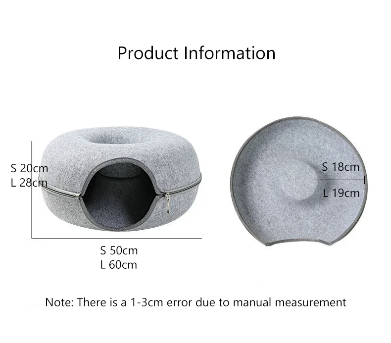 Donut Pet Cat Tunnel Interactive Play Toy Cat bed Dual Use Ferrets Rabbit Bed Tunnels Indoor Toys Cats House Kitten Training Toy