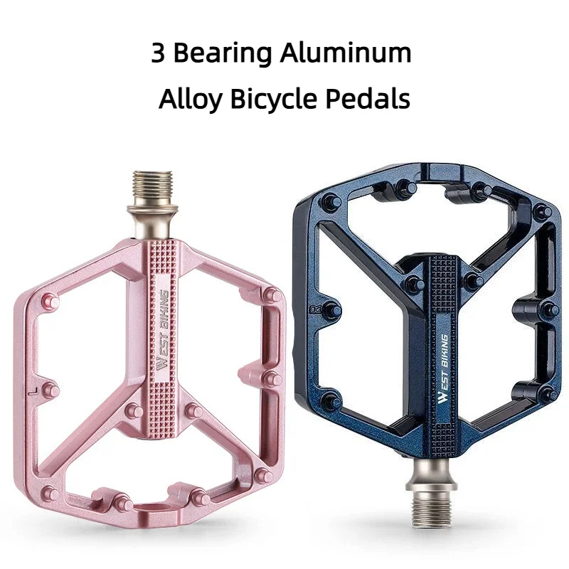 

Велосипедные педали с 3 подшипниками, Нескользящая водонепроницаемая велосипедная педаль, велосипедная плоская педаль из алюминиевого сплава для шоссейного велосипеда MTB