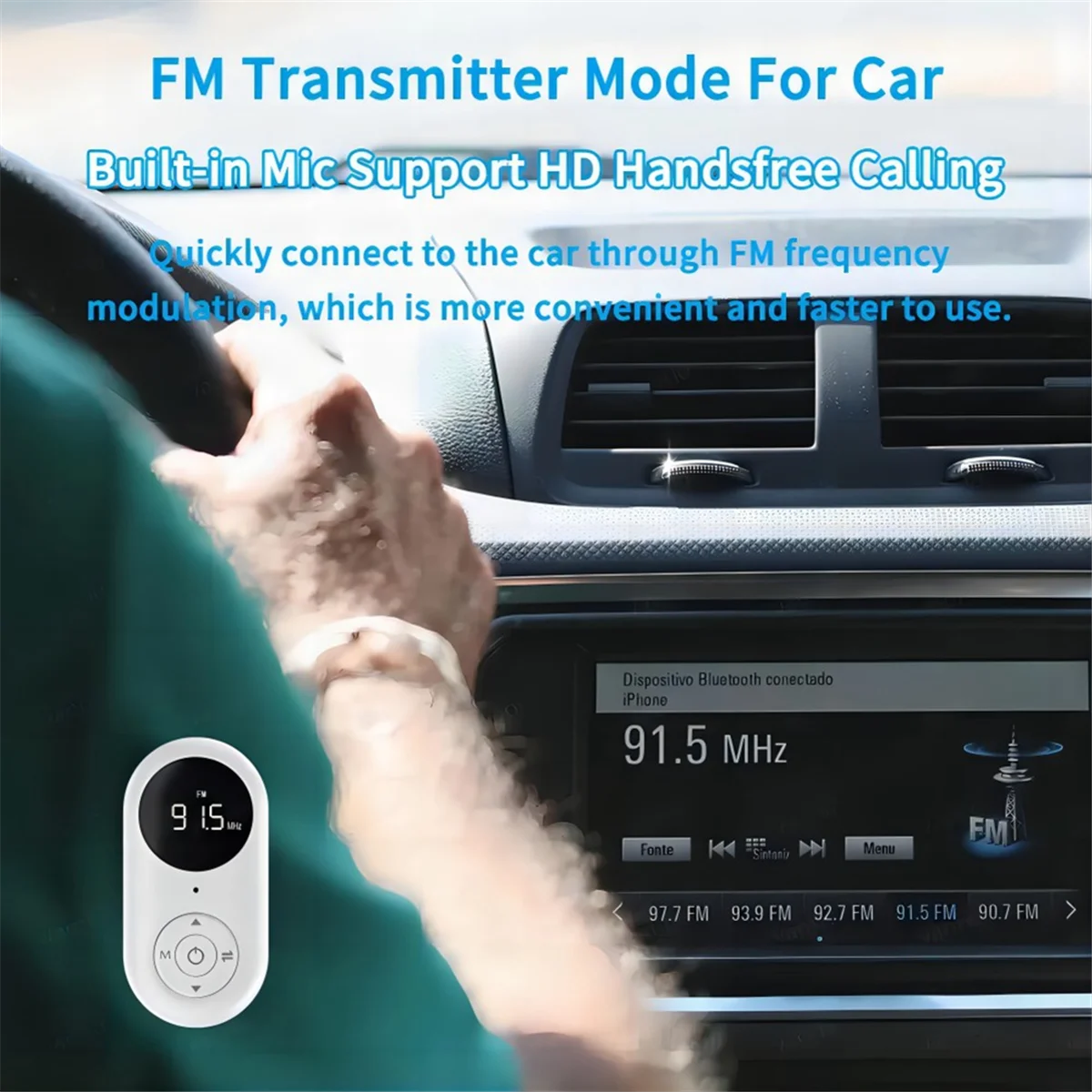 A57G-3 en 1 Bluetooth 5,3 transmisor receptor de Audio FM con micrófono llamada con manos libres 3,5 MM AUX estéreo música adaptador inalámbrico