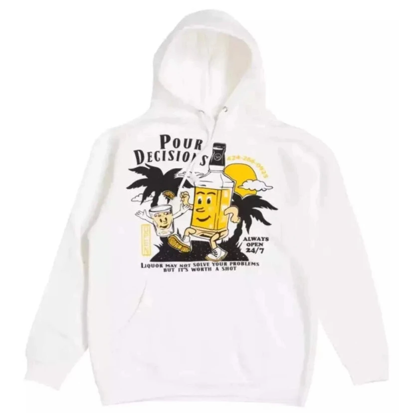 

2025 Autumn and Winter Open 925 Men's Hoodie Pour Decisions Hoodie White Unisex High-end Luxury Is for Both Men and Women Top