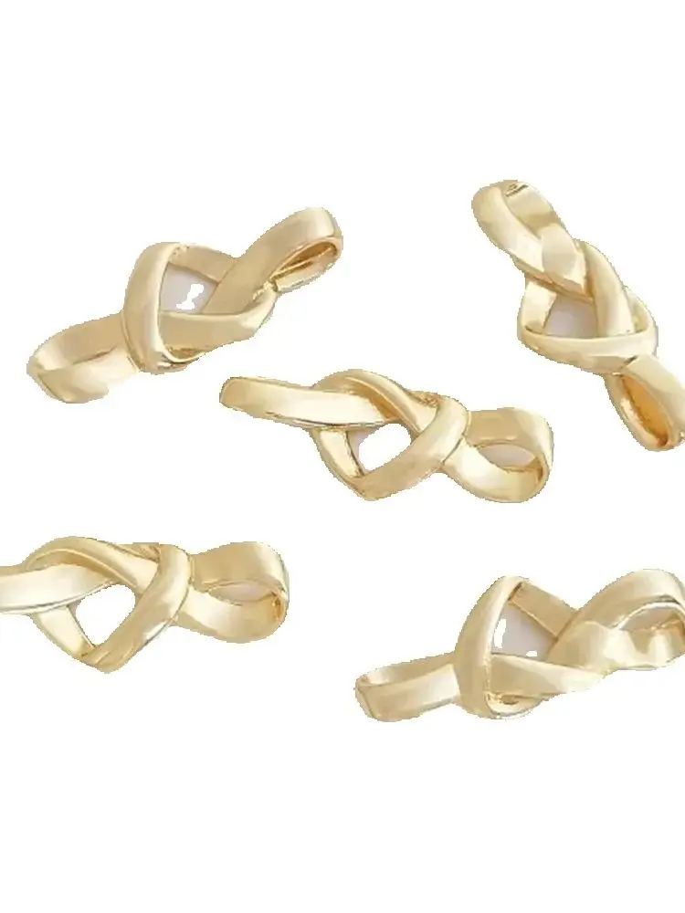 14K Gold Heart Knot Connector Love Bow Accessories Handmade Diy Necklace Bracelet Jewelry Accessories K197