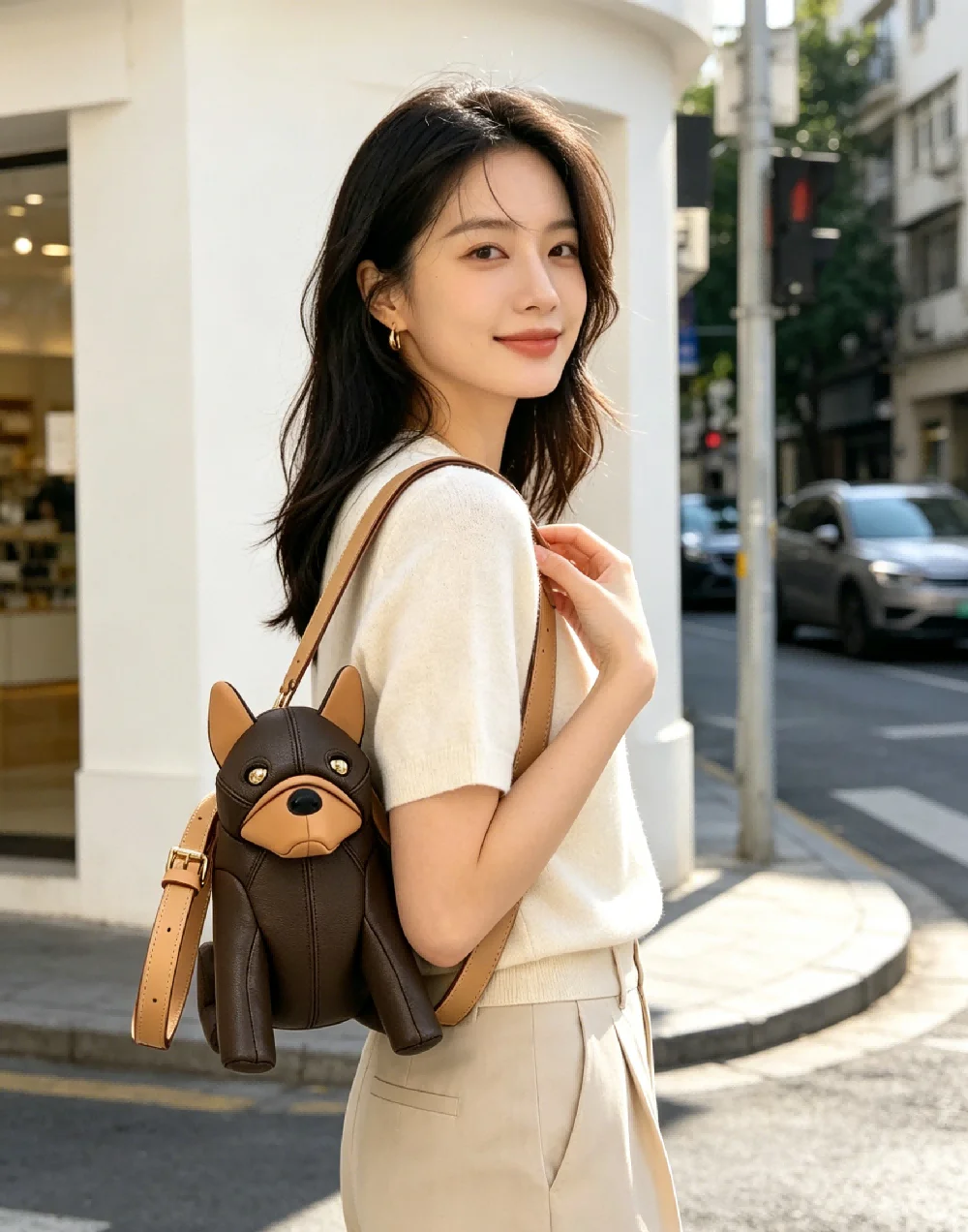 Cute Brown 3D Animal Crossbody Bag for Women Whimsical Design Purse with Adjustable Strap for Casual Errands and Outings