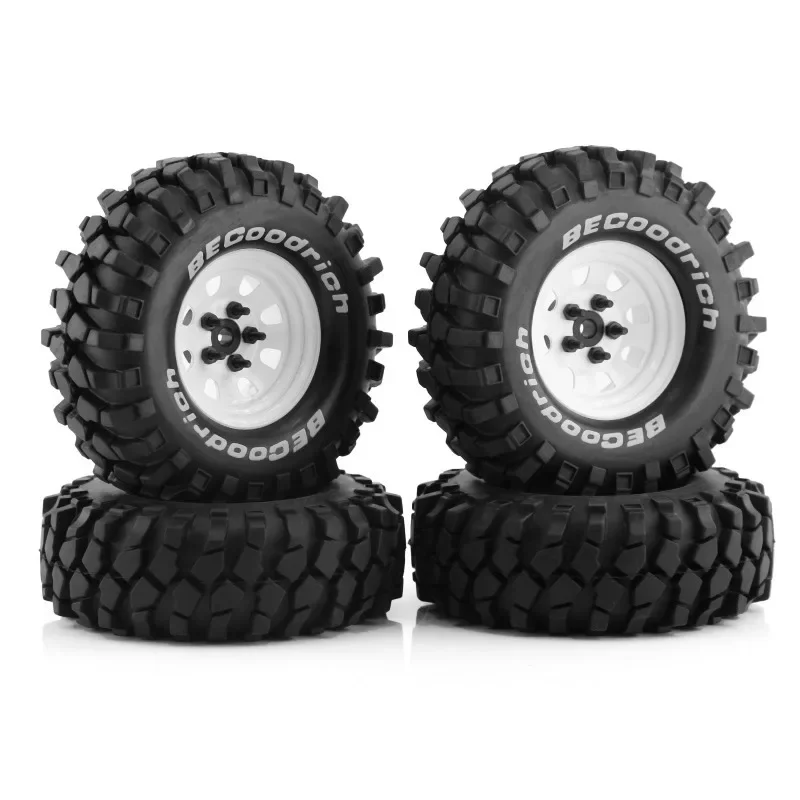 4pcs 1.9-inch NT4 metal wheel rim 90 100 110mm rubber tire, wheel inner hole 5mm, suitable for RC tracked vehicle