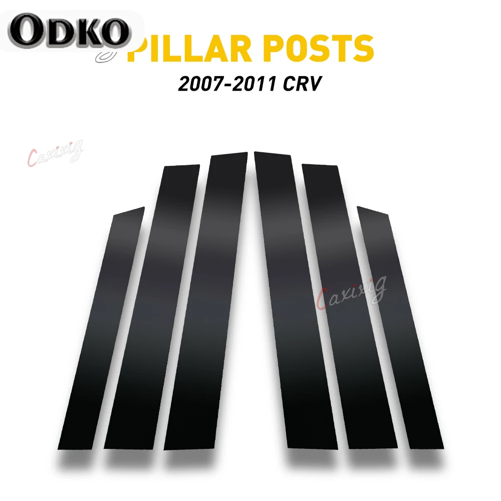 6pcs Car Black Mirror Window Pillar Posts Set Cover Door Trim For Honda CRV 4dr 2007 2008 2009 2010 2011 Sticker Car Accessories