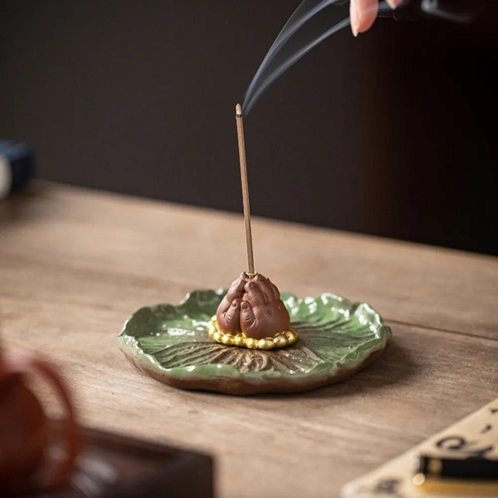 Frog Turtle Crab Animal Lotus Incense Burner Zen Chinese Style Sleep Aid Lotus Tabletop Incense Base Desk Decor Ceramics