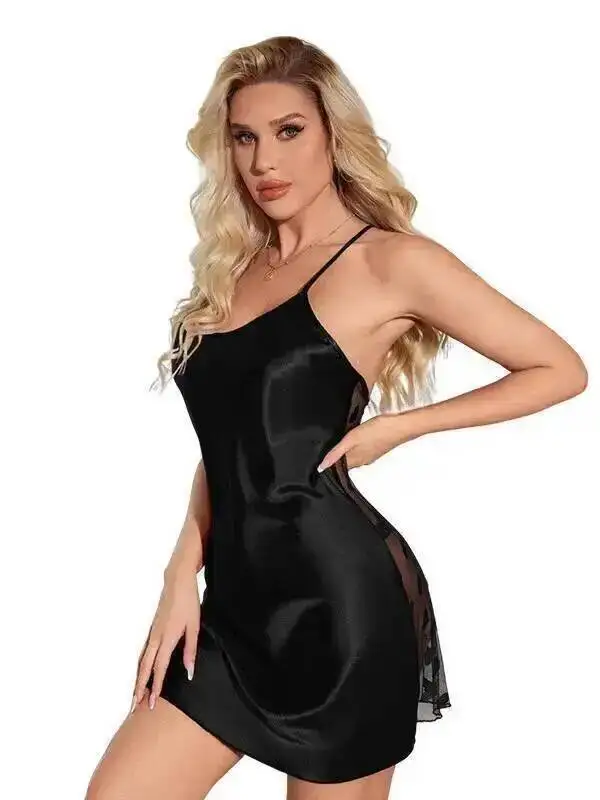 Pure Desire Style Damen Sexy Camisole-Nachthemd Sommer Neues Camisole-Kleid Nachthemd Loungewear Einfarbiges Kleid Elegant USE8