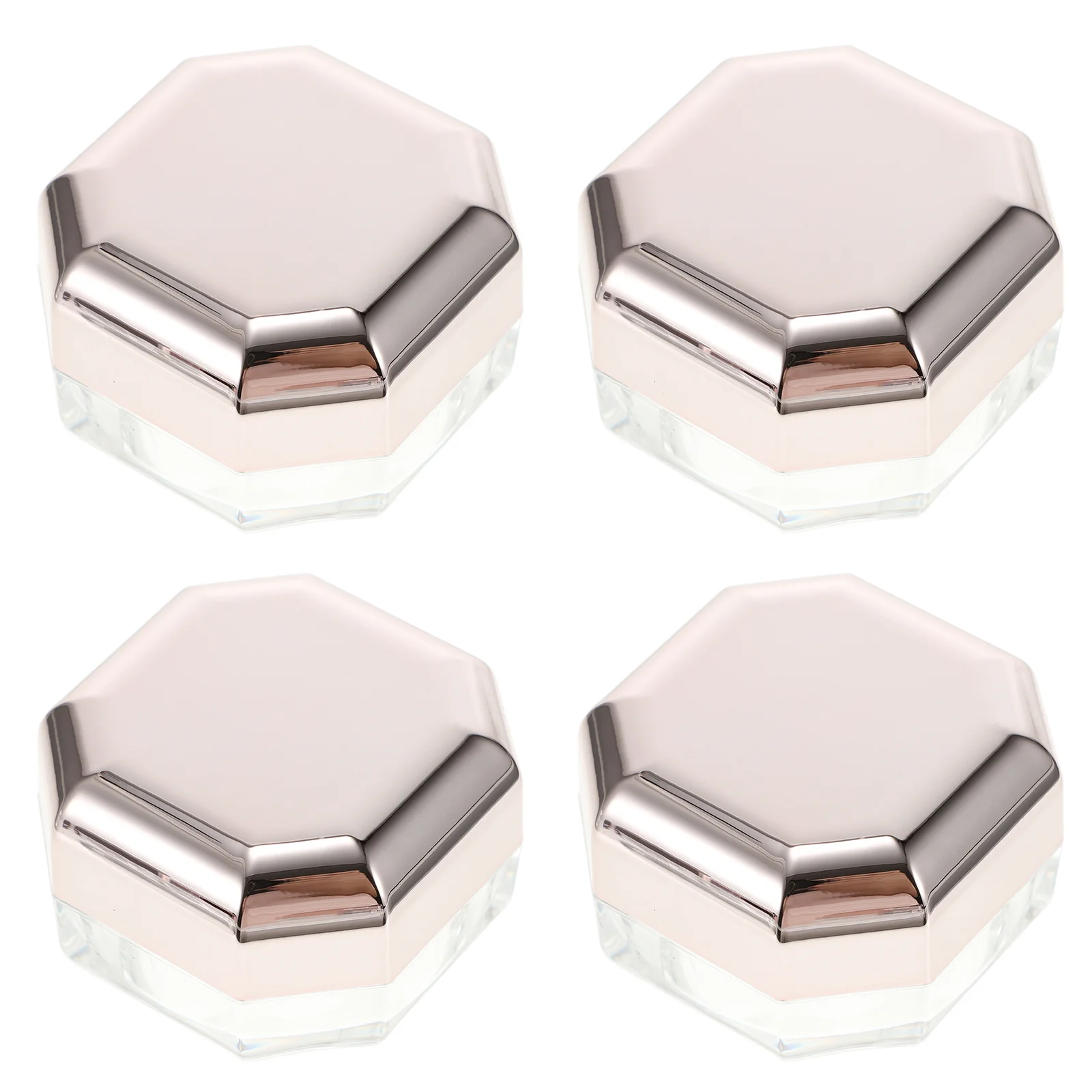 4Pcs Powder Case Set Rose Gold Strong Lightweight Empty Containers for Makeup Art Supplies Travel Home Organization