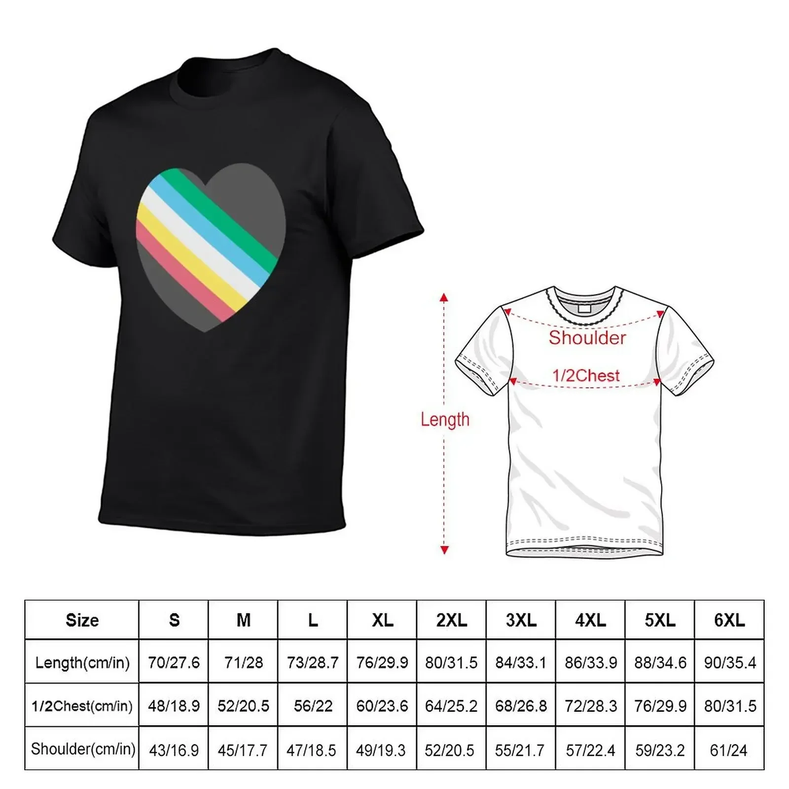 Heart-Shaped Disability Pride Rainbow Colorful Flag T-Shirt custom t shirt funny t shirts for men