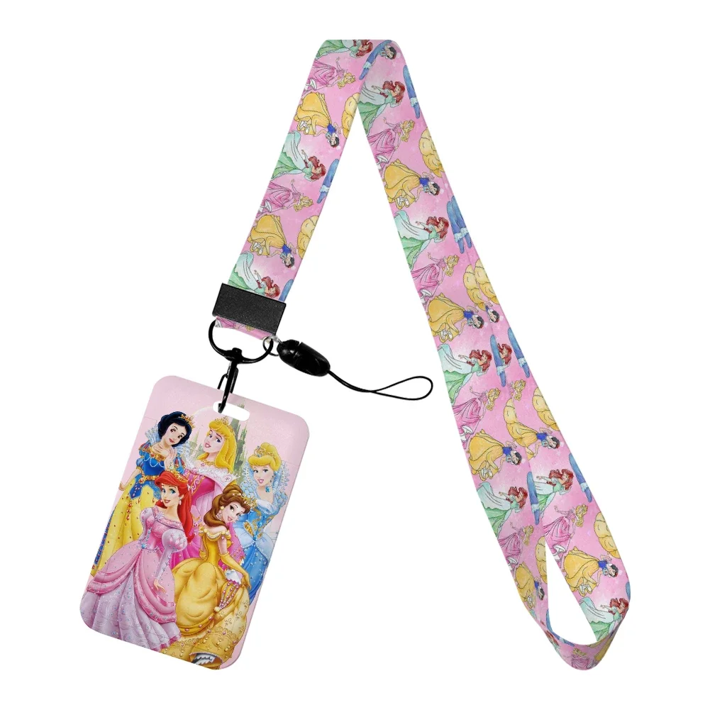 Disney Princess Card Holder Student Keychain Girl Bus Metro Protective Case School Card Cover Kid Girls Personalized Gifts