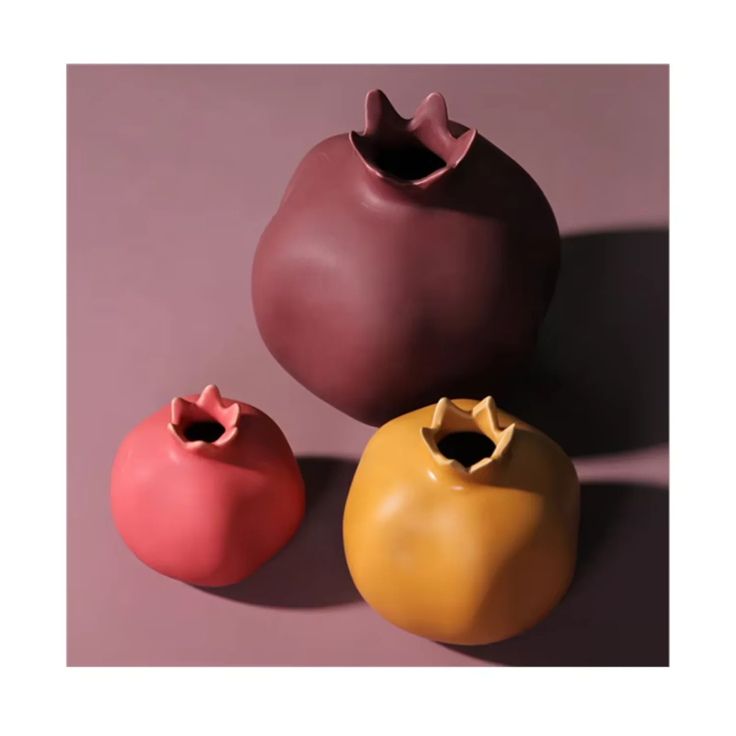 2020 New design  morandi ceramic pomegranate shape fruit vases minimalist  decor Mushroom vase Small decoration items  Urn vase