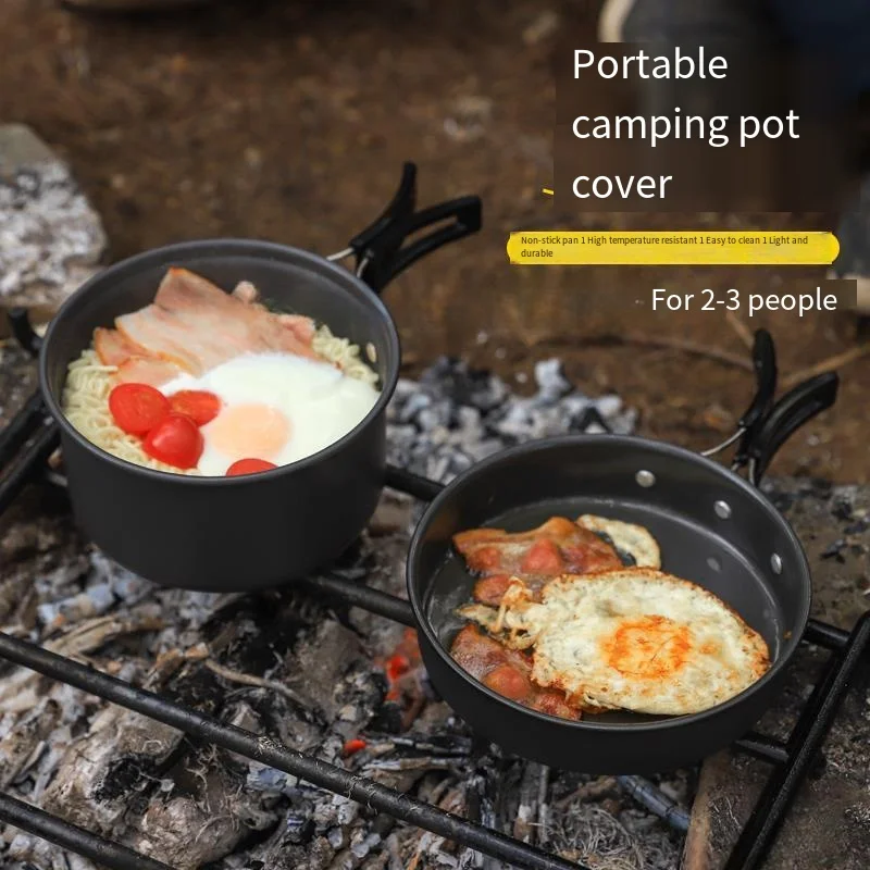 

Outdoor 1-2 Person Camping Stove Set of Pots and Pans Combination Portable Picnic Picnic Camping Single Non-stick Cookware