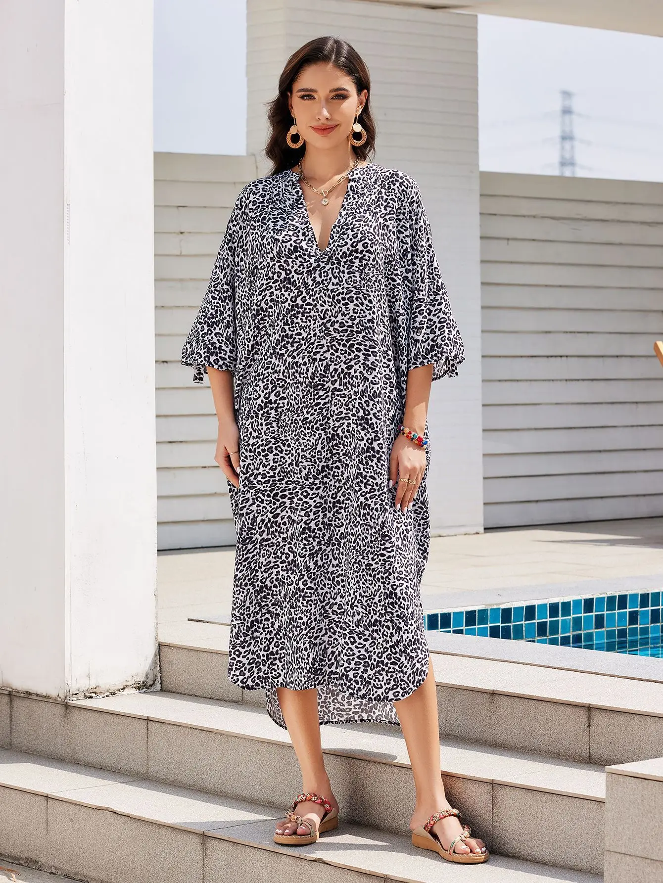 Women Swimsuit Coverup Shirt Dress Button Down Bathing Suit Cover Up Beachwear