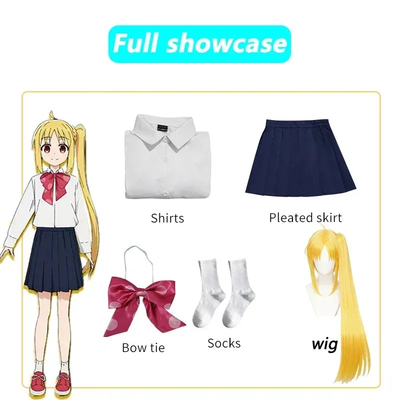 CyIjichi Nijika تأثيري أنيمي Bocchi The Rock Ijichi Nijika تأثيري حلي شعر مستعار زي مدرسي أزياء الهالوين للنساء فتاة