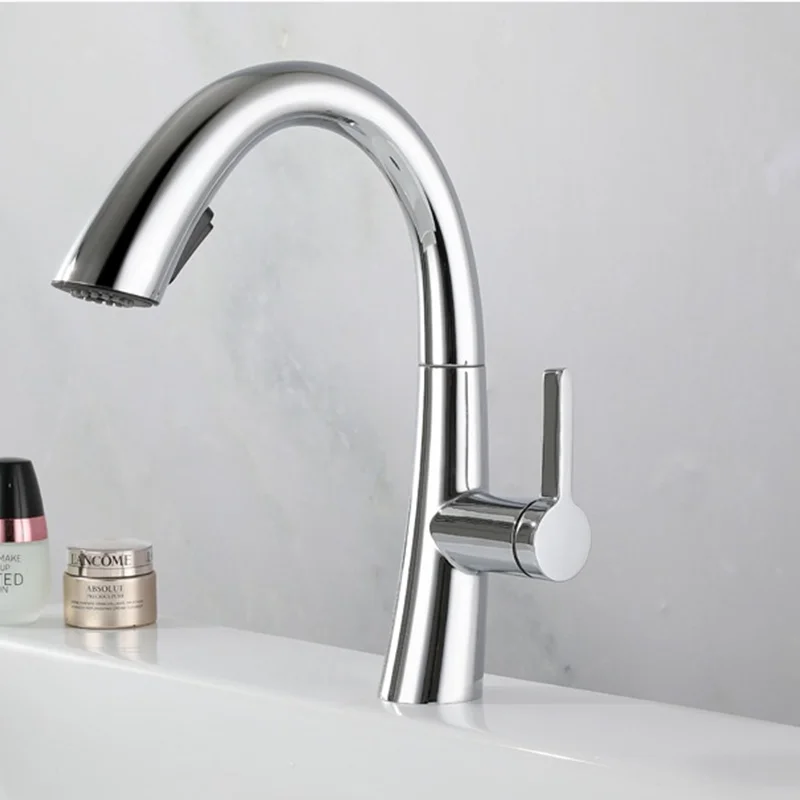 

Electroplated Pull-out Hot and Cold Water Mixer Washbasin Under Counter Faucets Bathroom Renovation Accessories Sink Metal Taps