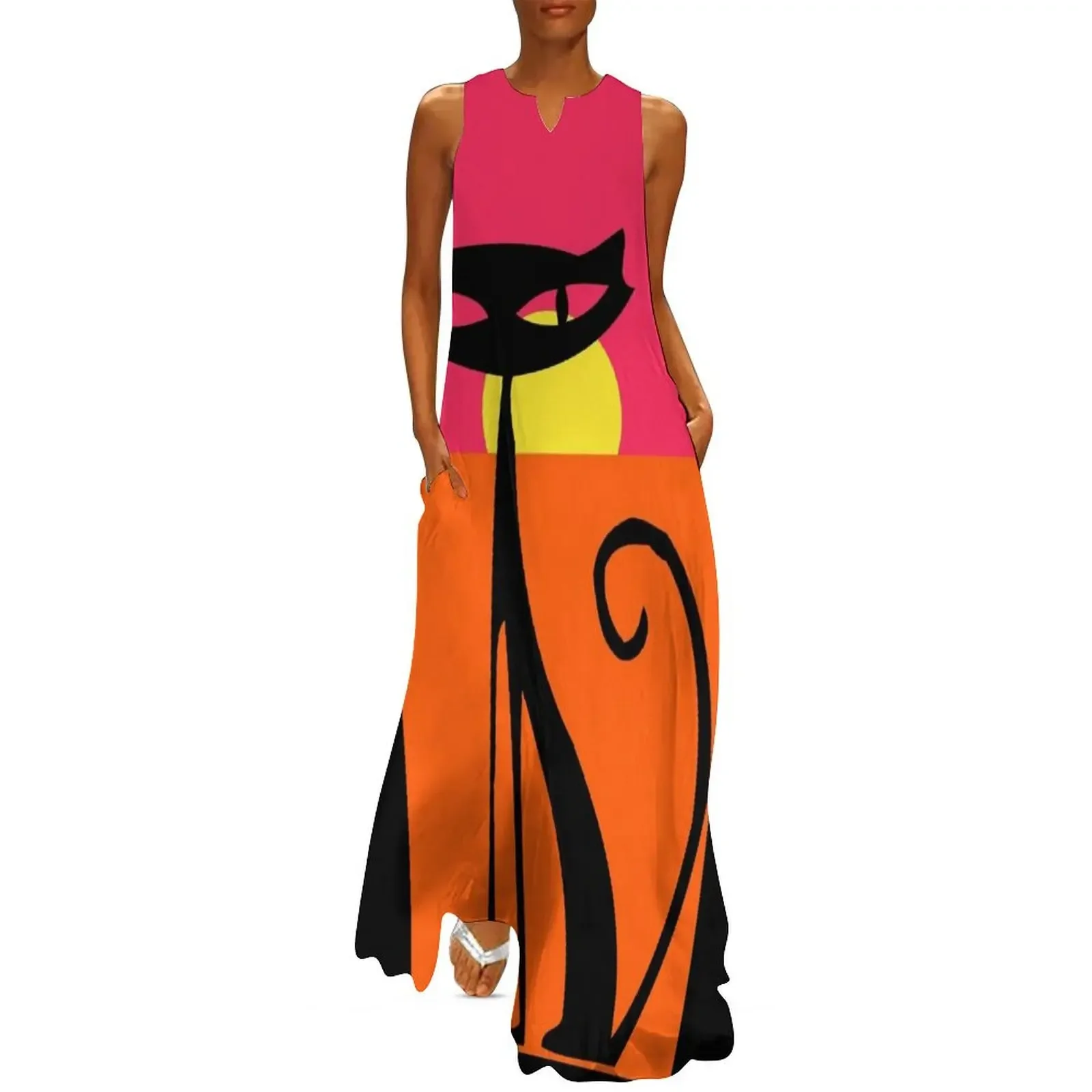 

Pop Art Cat Long Dress loose women's dress elegant women's sets women dresses Dress