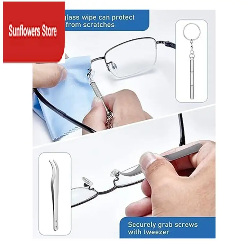 

Eyeglass Nose Pads, Soft Silicone Eye Glasses Nose Pad Repair Kit With 12 Pair Nose Pads, 24 Universal Screws Easy Install