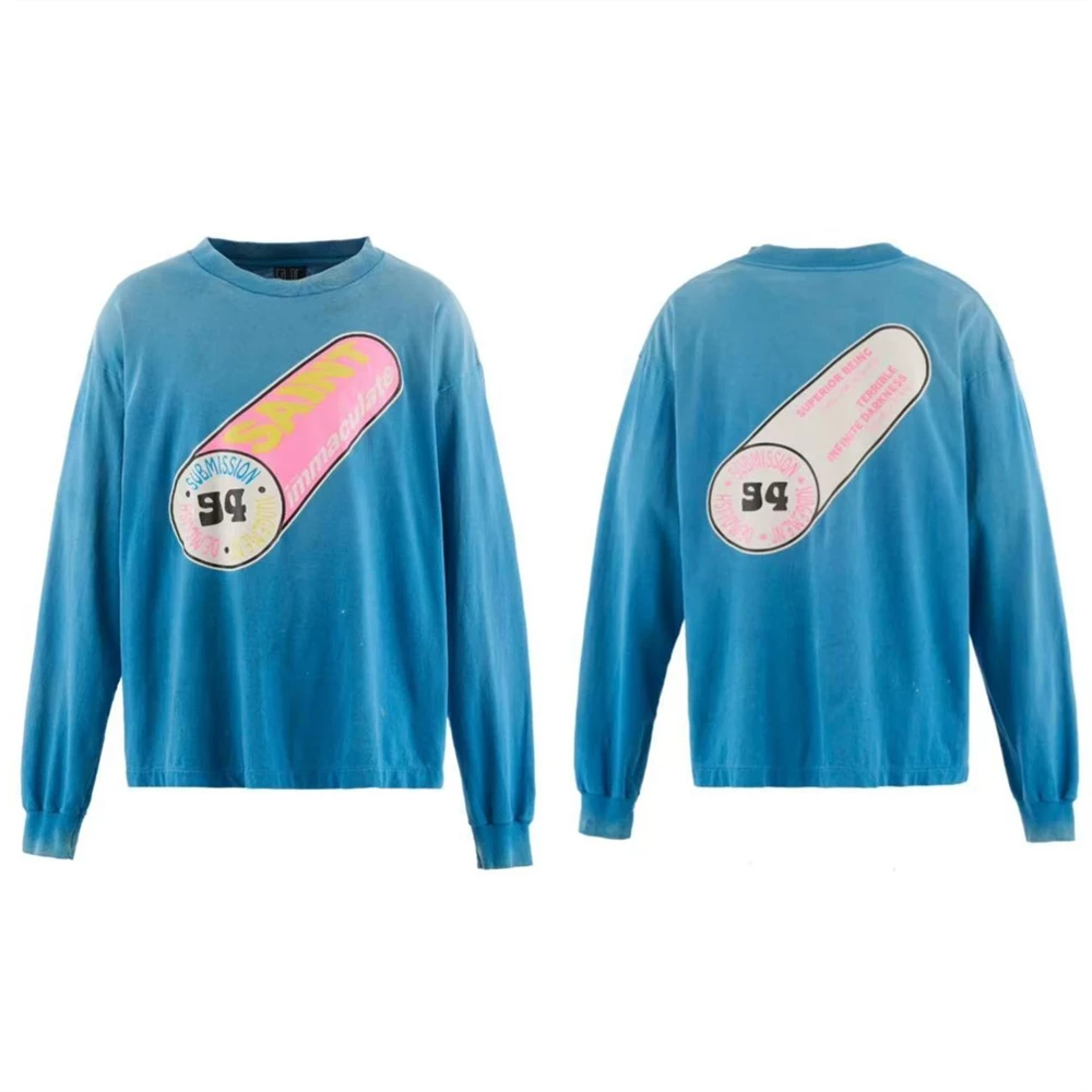 

25AW IMMACULATE Pill винтажная футболка SAINT с длинными рукавами для мужчин и женщин, высококачественные футболки большого размера, футболки