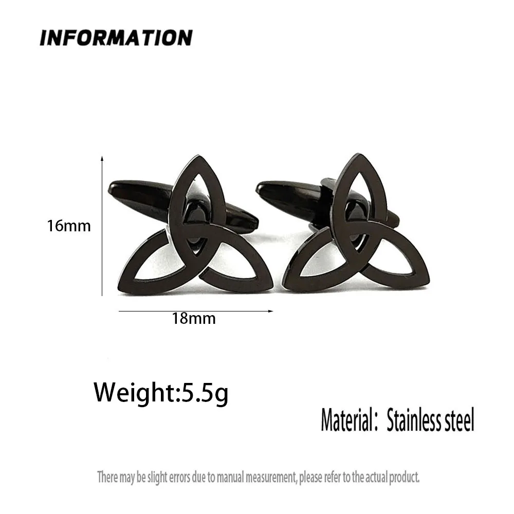 Punk style Celtic knot hollow stainless steel gold-plated 18K cufflinks, French shirt buttons, high quality waterproof jewelry