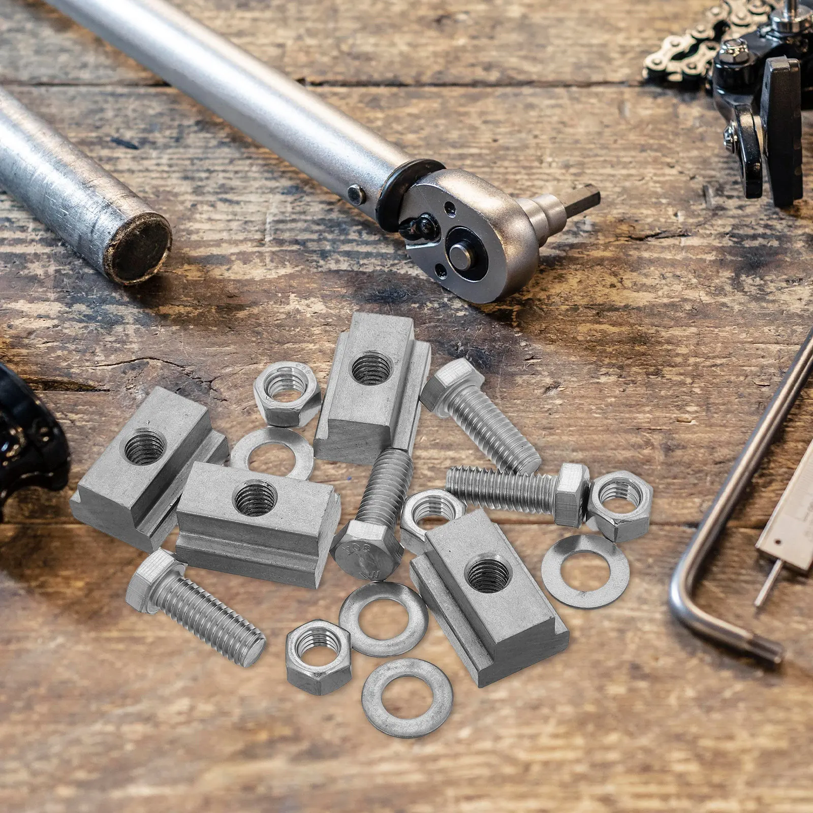 

4Sets Trailer Rail Nuts T Slot Stainless Steel Pickup Truck Bed Deck Rail Cleats Socket Cap Bolts Hardware Accessories