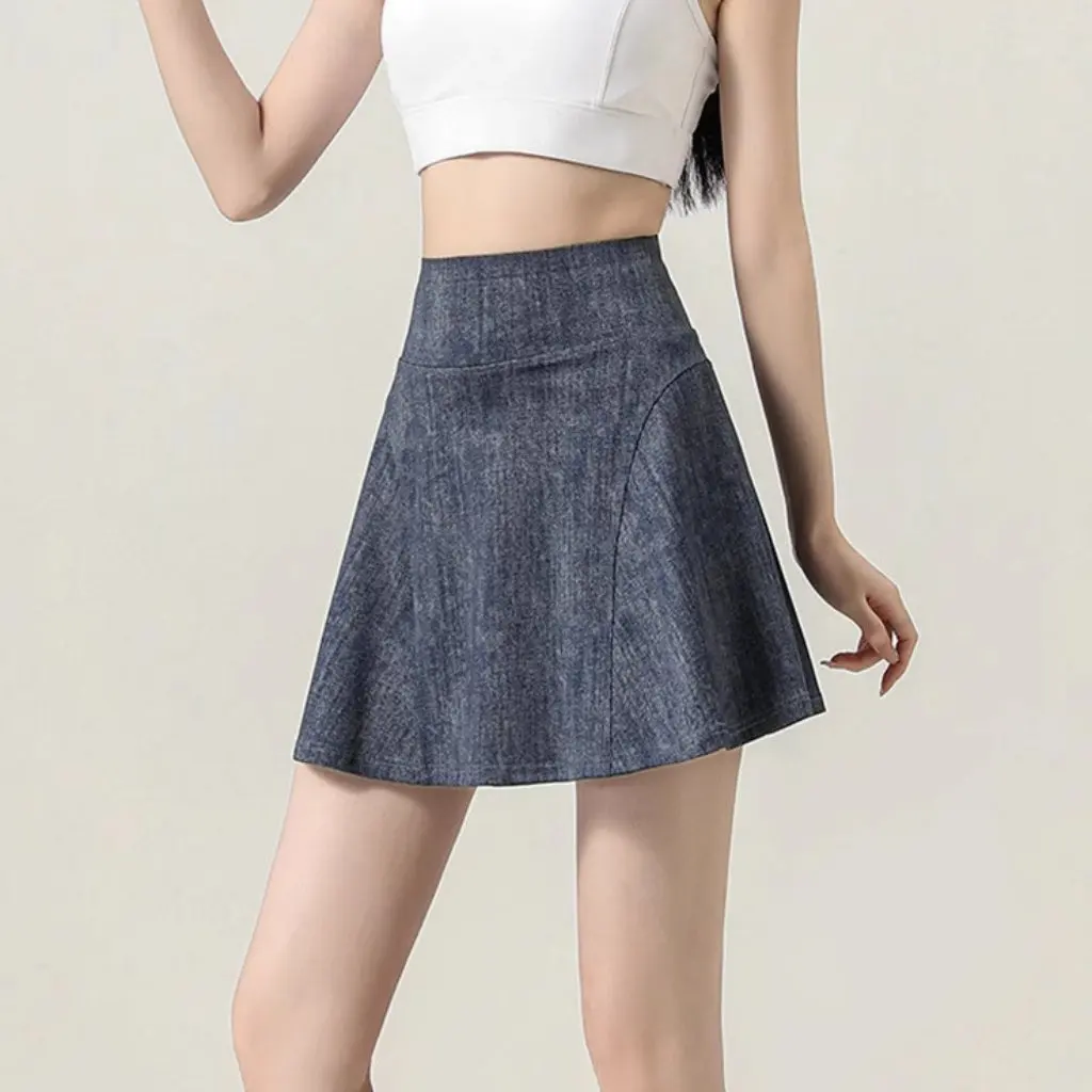 

Yoga Denim Short Skirt for Women High-Waisted Slimming Non-Embarrassing Fitness Half Skirt Anti-Exposure Autumn New