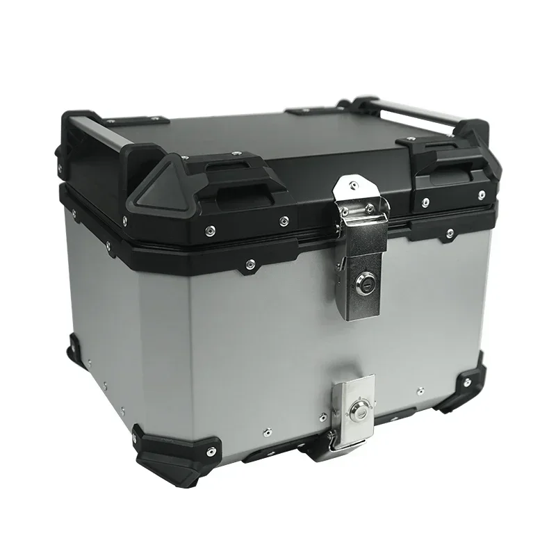 Motorcycle Storage Trunk, Aluminum Luggage Box for Motorbike, 55L Capacity Cargo Box, Durable and Spacious