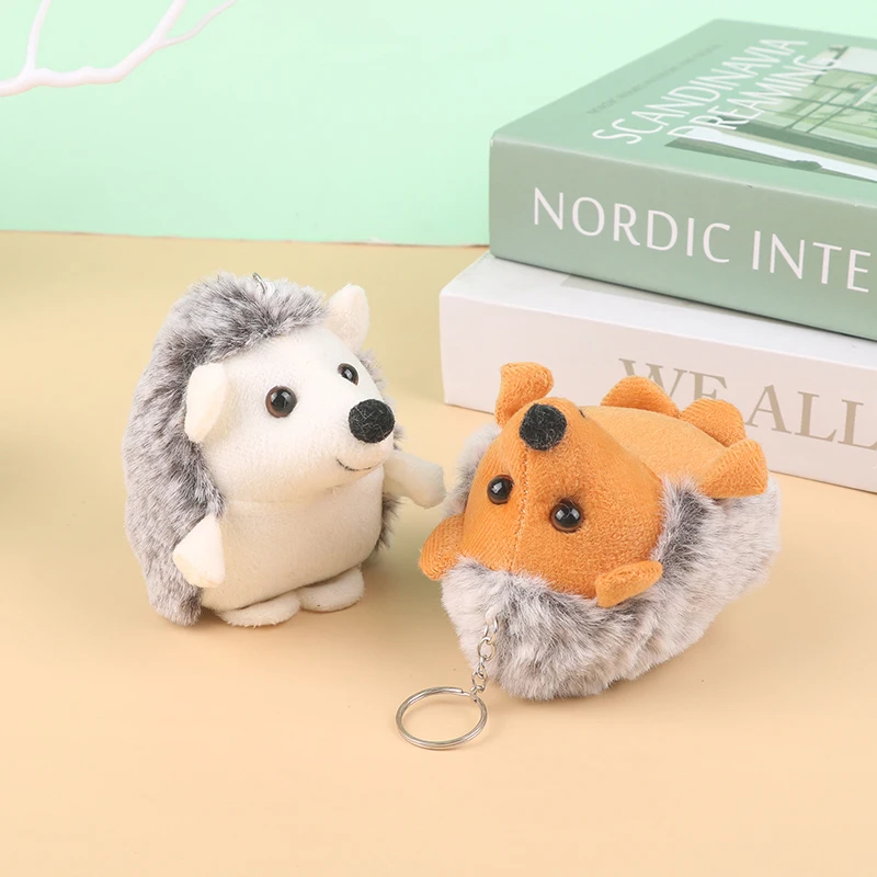 Bonito ouriço brinquedo de pelúcia dos desenhos animados animal pingente macio boneca de pelúcia chaveiro mochila saco de carro chaveiro decoração presente do miúdo