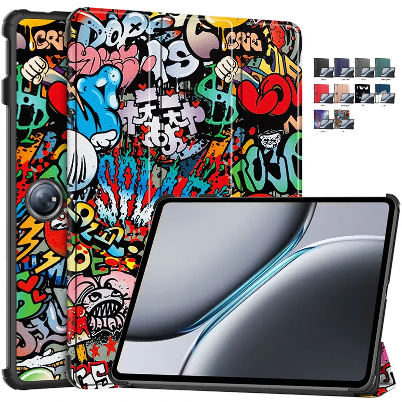 

For Oneplus Pad Pro Case 12.1" Tri-Fold Leather Painted Stand Hard Smart Cover For Funda Oneplus Pad Pro Oneplus Pad 2 Case 2024