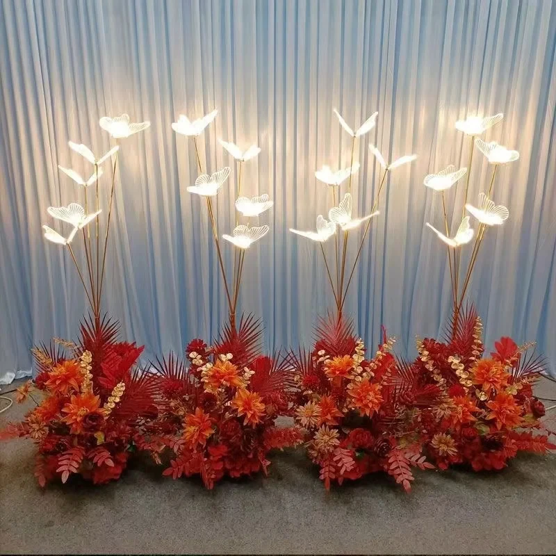 Whole Set Wedding Acrylic Luminescent Brushed Butterfly Road Guide Stage Decoration Banquet Living Room Scene Decoration Props