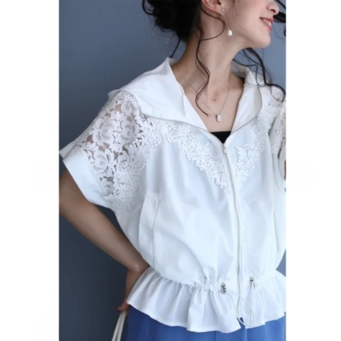 

Модный женский кружевной кардиган с вышивкой на весну и лето, открытый кардиган с узлом, свободный крой ort Sve Cot...