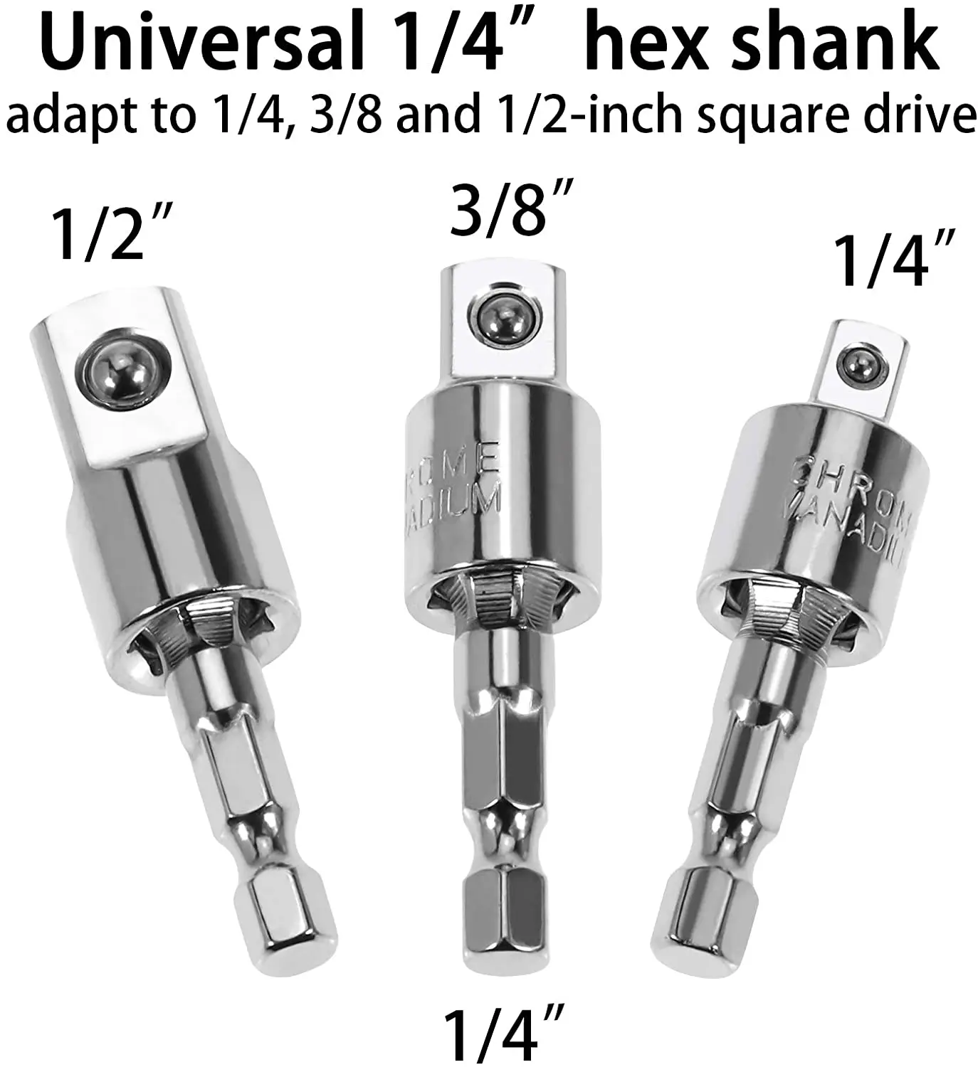 3 1/4 "3/8" 1/2 "Driver Adapter Cờ Lê Lục Giác Nối Dài Khoan Ổ Cắm Nguồn Adapter Nối Dài Bit bộ Mũi Khoan Hạt Lái Xe