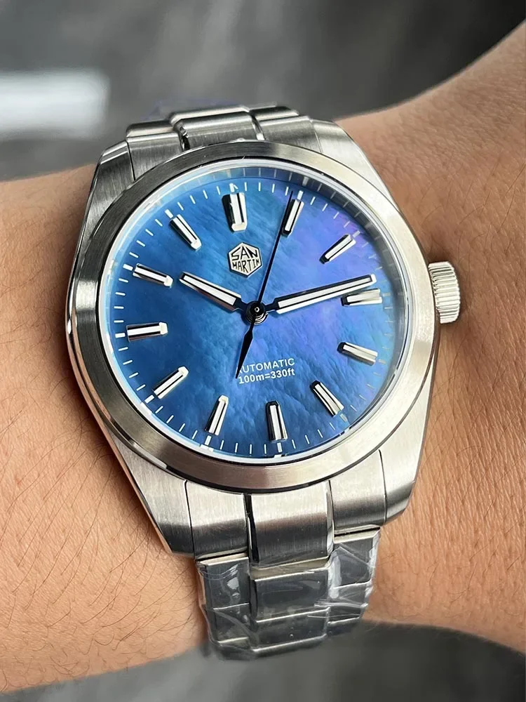 San Martin 39mm MOP Dial Sport Gada Watch Luxury Dress Men Miyota 90S5 Automatic Mechanical Wristwatch Waterproof 100m SN0144