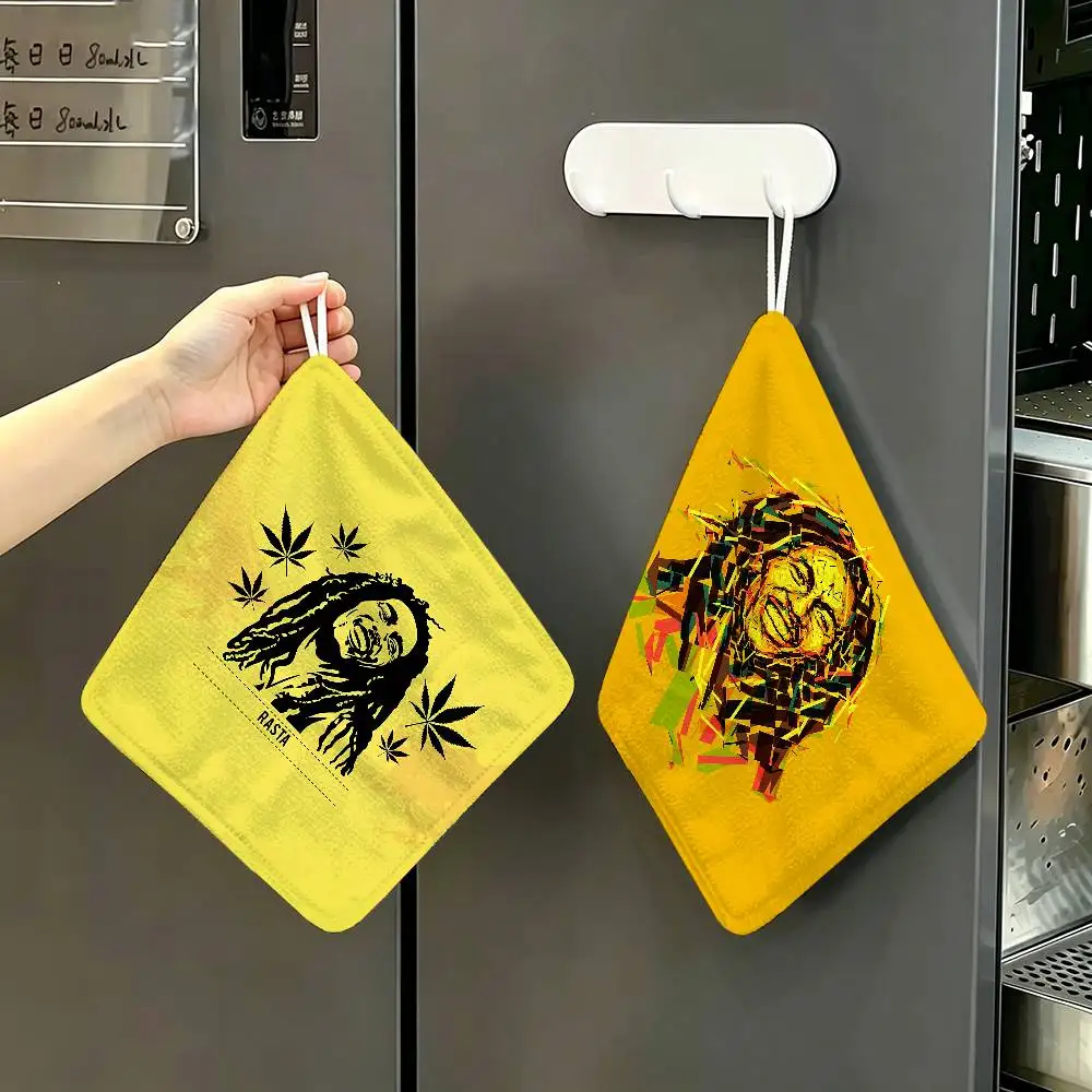 B-Bob Marley Polyester Cotton Hand Wiping Towel, Hanging Towel, Quick Dry for Kitchen Bathroom Daily Supplies